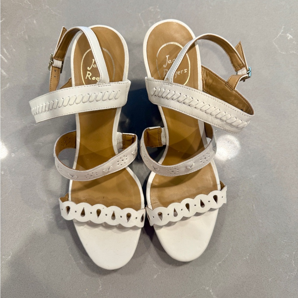 Jack Rogers White Wedge Sandals Size 10